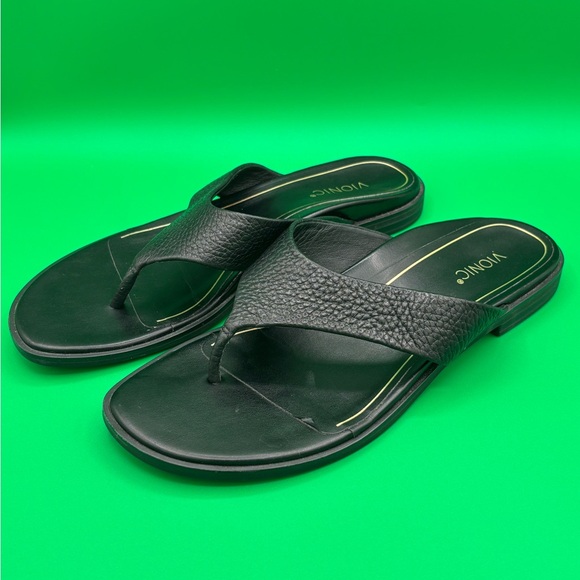 Vionic Agave Woman’s Sandals Size 9 Black Leather Thong Shoes - Picture 4 of 8